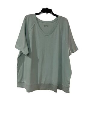 Relaxed V-Neck Short Sleeve Top - Mint green